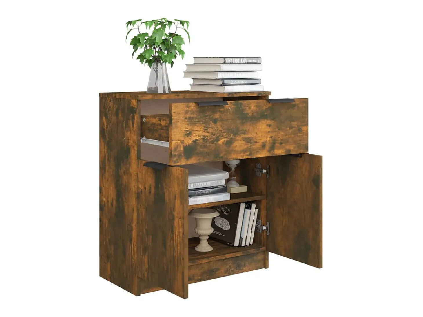 Aparador madera contrachapada color roble ahumado 60x30x70 cm