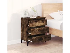 Aparador madera contrachapada color roble ahumado 60x35x70 cm ES45033