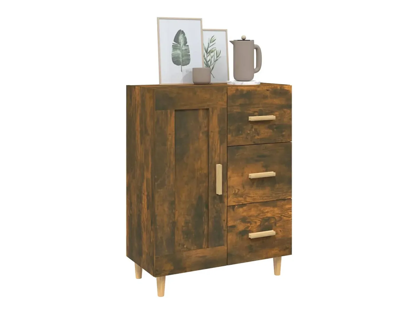 Aparador madera contrachapada color roble ahumado 69,5x34x90 cm