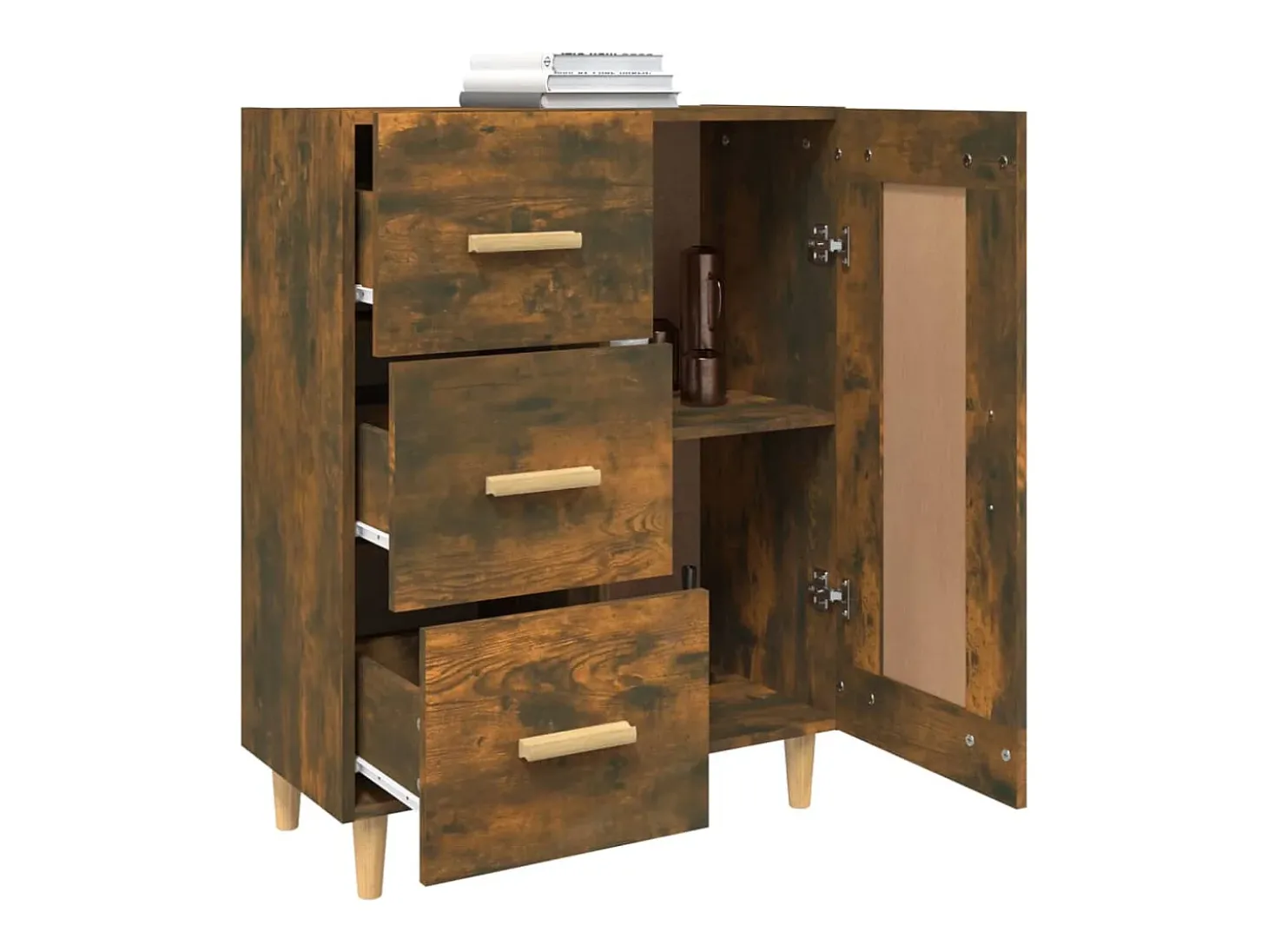 Aparador madera contrachapada color roble ahumado 69,5x34x90 cm