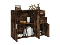 Aparador madera contrachapada roble ahumado 91x29,5x75 cm ES60256