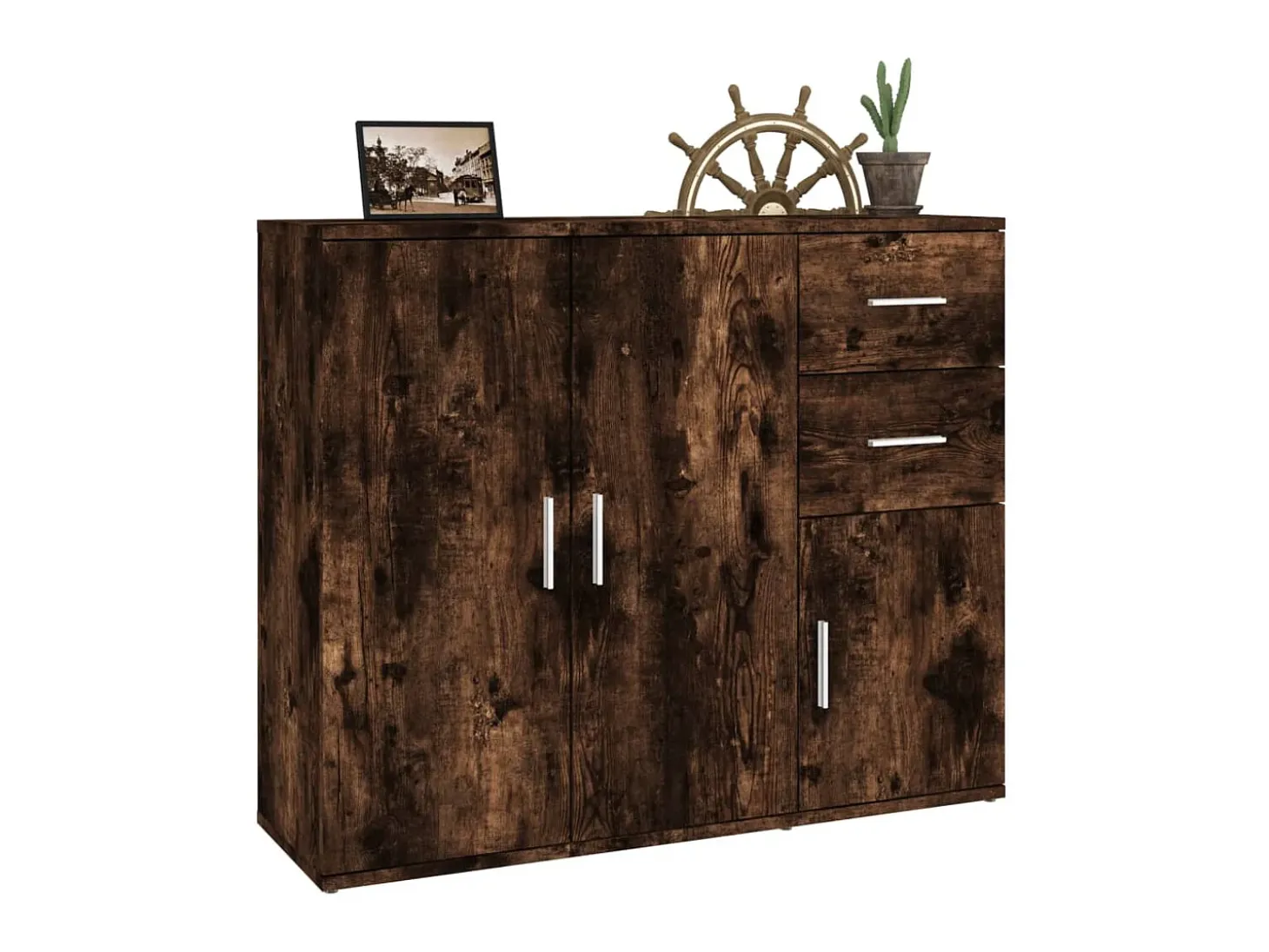 Aparador madera contrachapada roble ahumado 91x29,5x75 cm ES60256