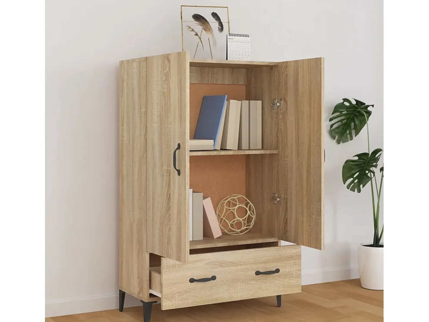 Aparador madera contrachapada roble Sonoma 70x31x115 cm ES10157