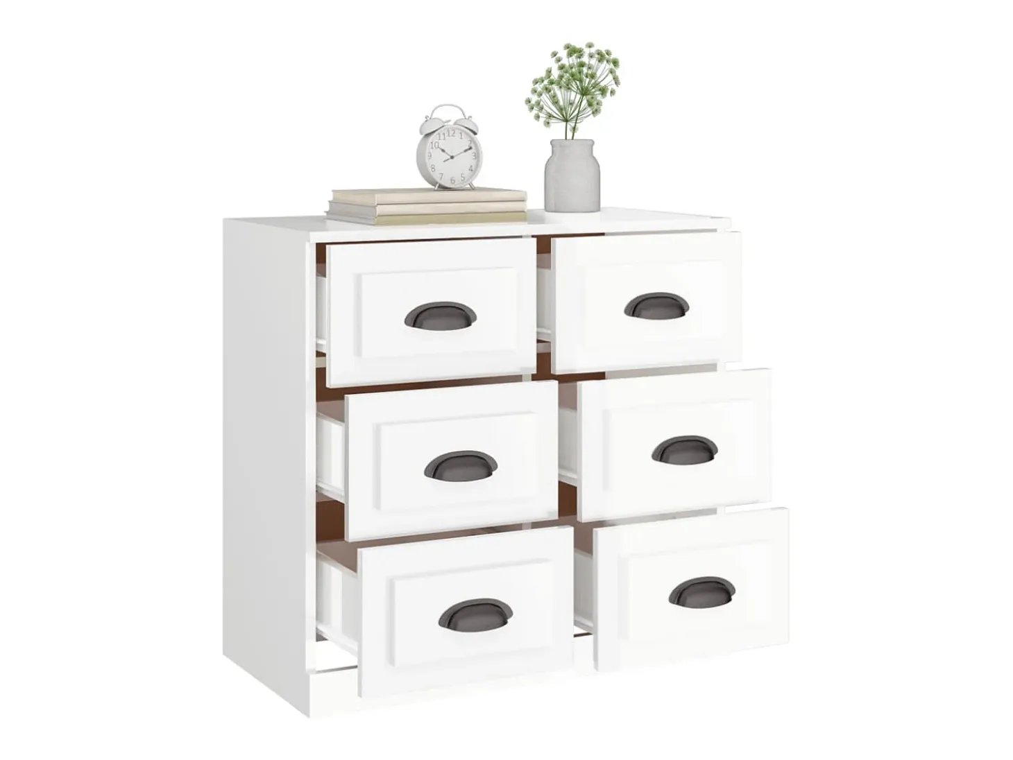 Aparador madera contrachapada blanco brillante 70x35,5x67,5 cm