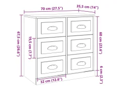 Aparador madera contrachapada blanco brillante 70x35,5x67,5 cm
