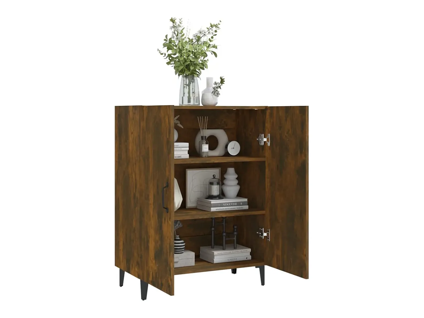 Aparador madera contrachapada color roble ahumado 70x34x90 cm