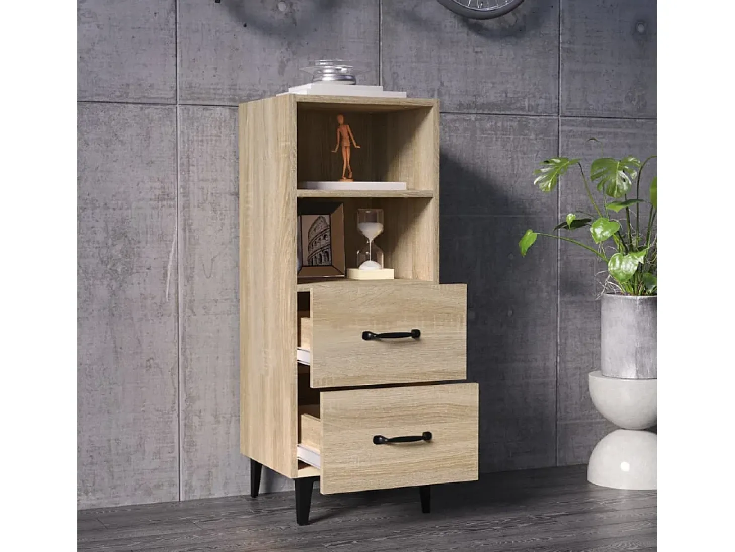 Aparador madera contrachapada color roble Sonoma 34,5x34x90 cm