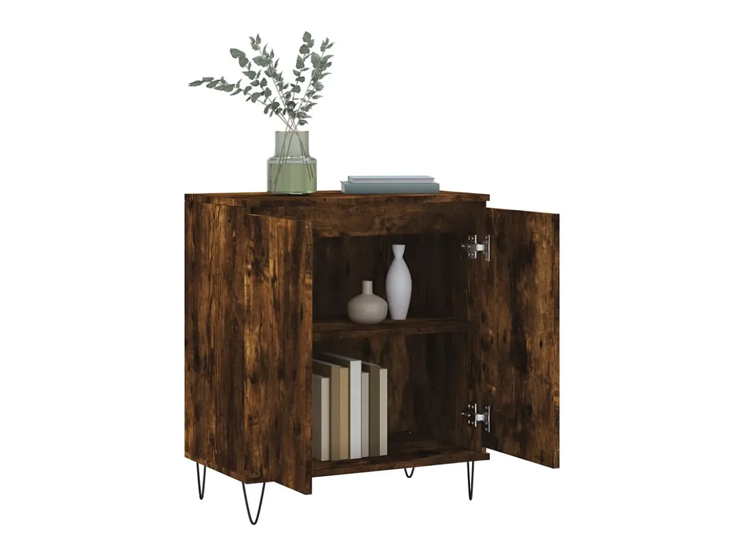 Aparador madera contrachapada color roble ahumado 60x35x70 cm ES57471