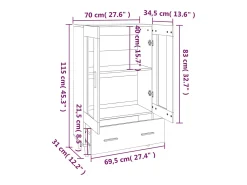 Aparador madera contrachapada color roble Sonoma 70x31x115 cm