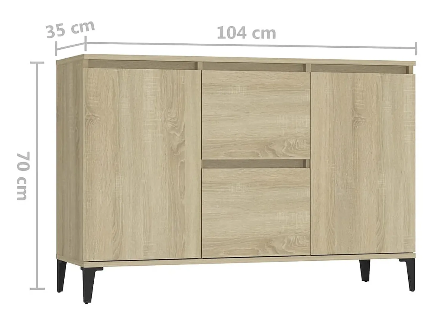 Aparador madera contrachapada color roble Sonoma 104x35x70 cm