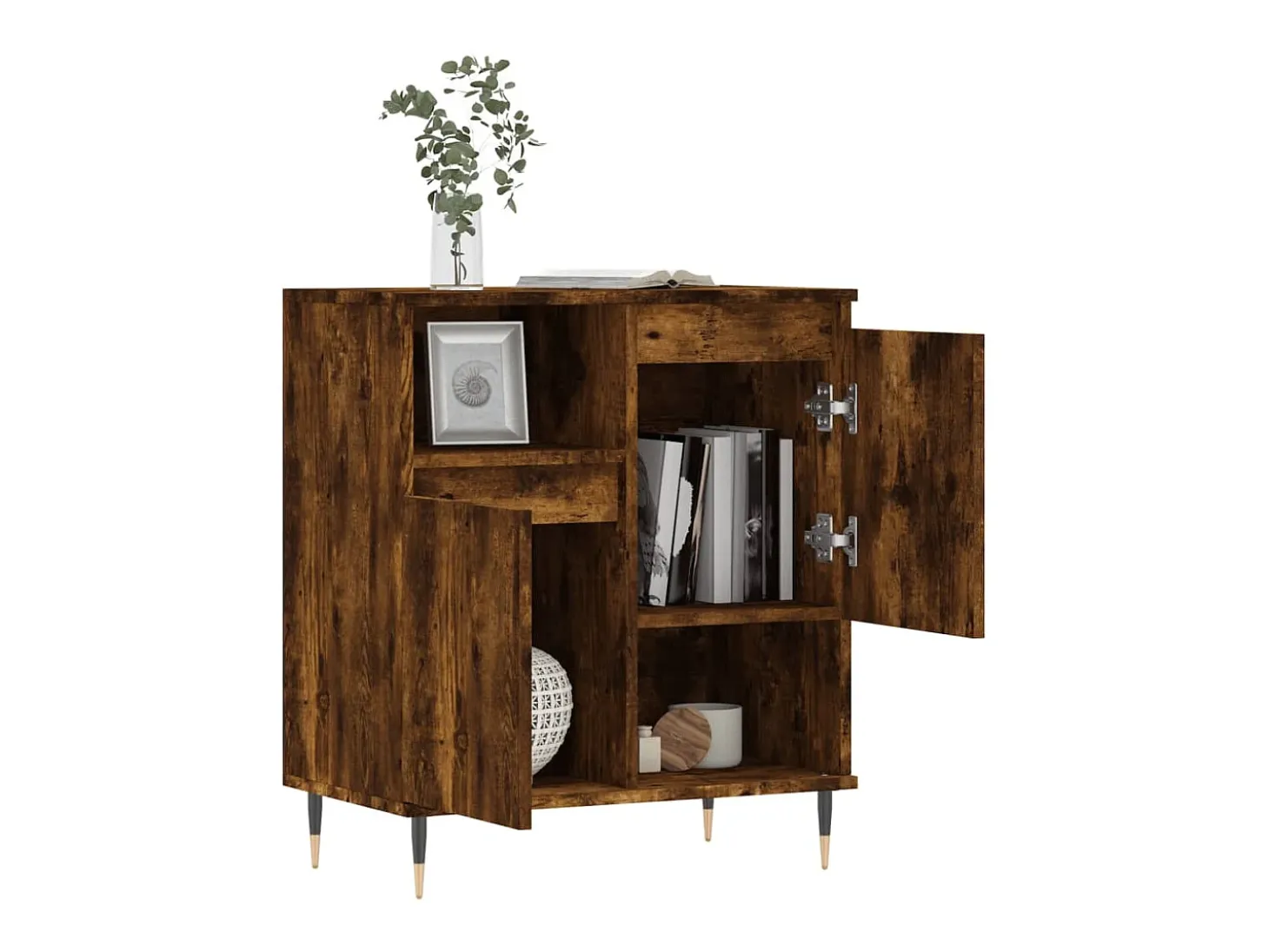 Aparador madera contrachapada color roble ahumado 60x35x70 cm ES66062