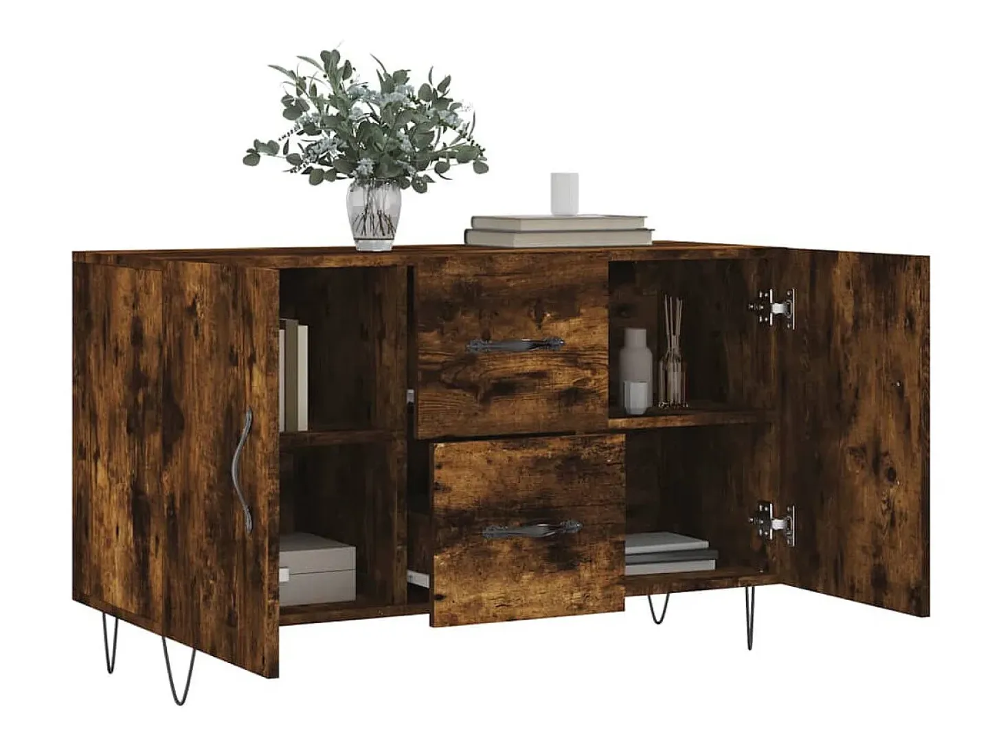 Aparador madera de ingeniería roble ahumado 100x36x60 cm ES29311