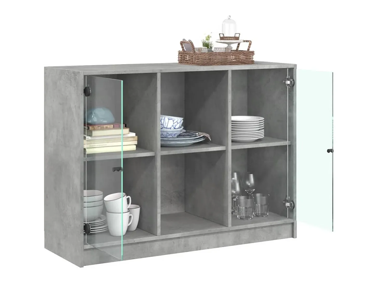 Aparador madera de ingeniería gris hormigón 102x37x75,5 cm ES773353