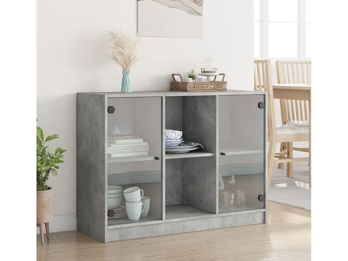 Aparador madera de ingeniería gris hormigón 102x37x75,5 cm ES773353