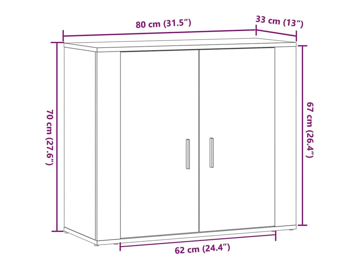 Aparador madera de ingeniería roble artesanal 80x33x70 cm