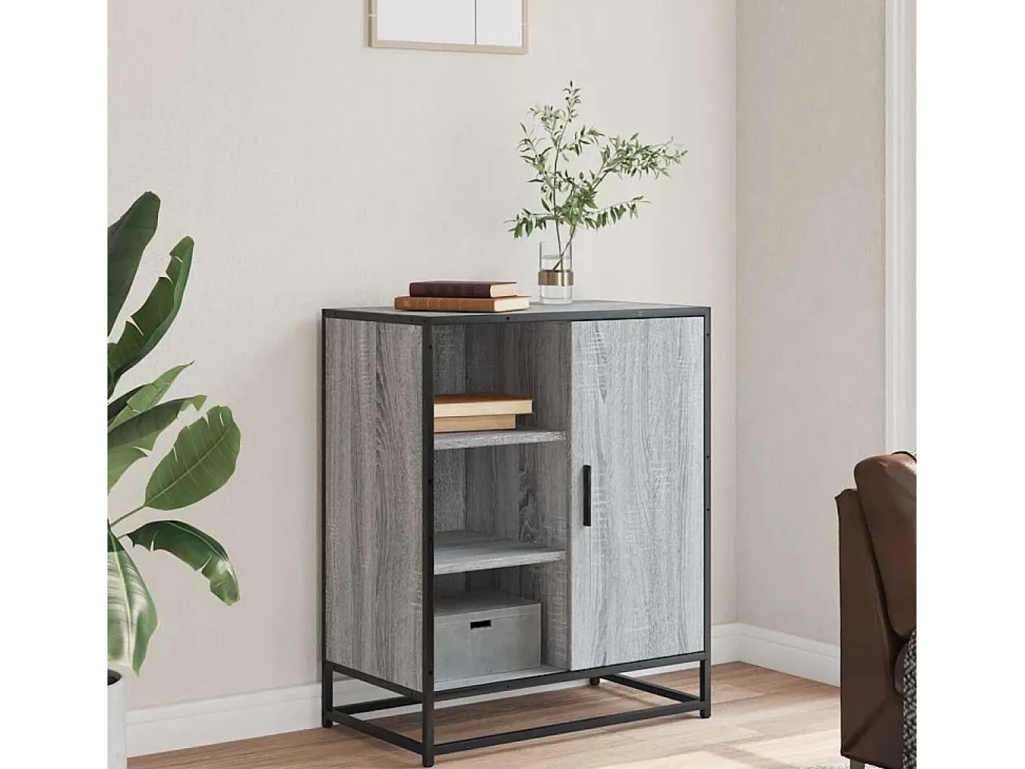 Aparador madera de ingeniería gris sonoma 62x35x76 cm