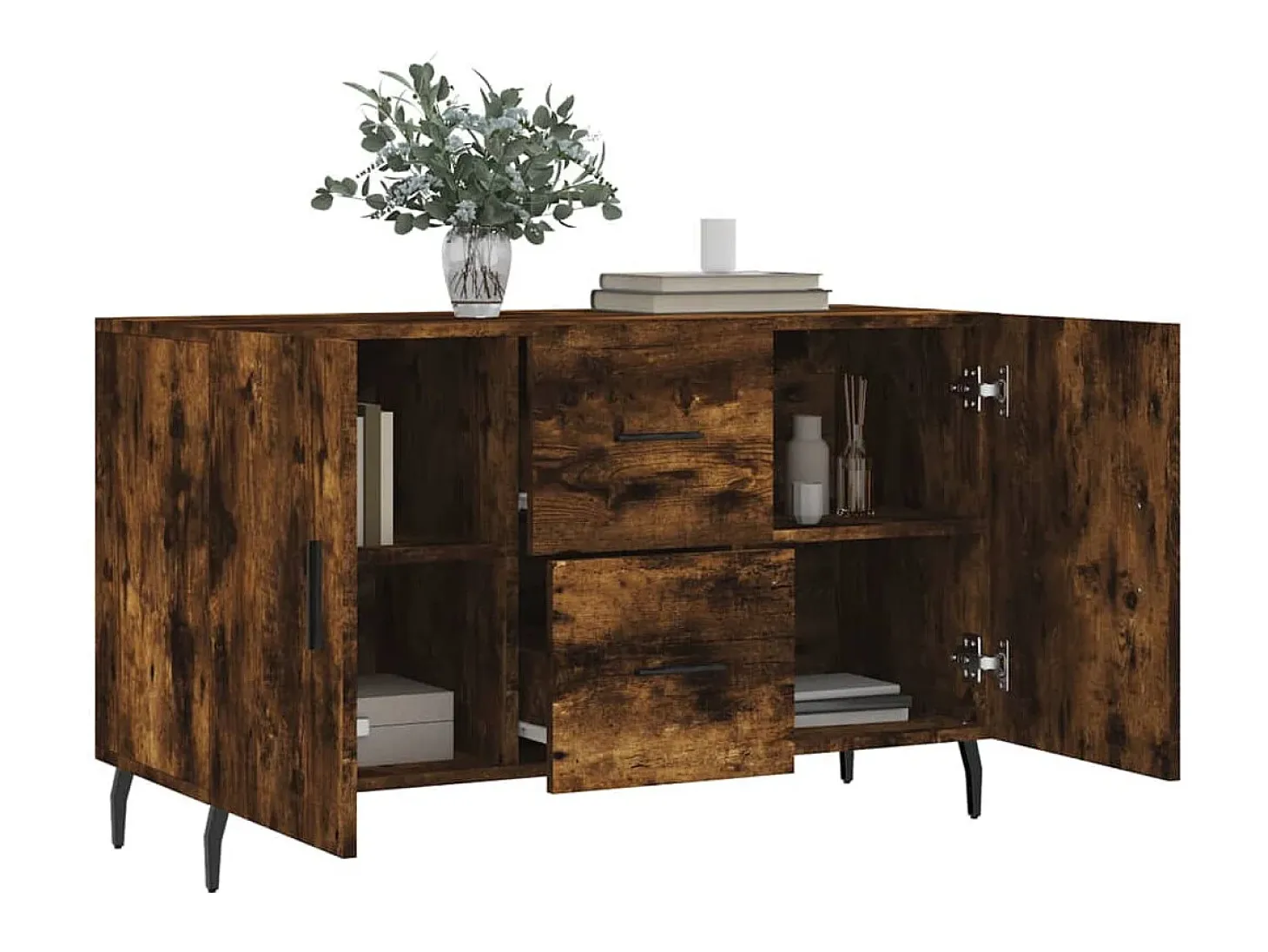 Aparador madera de ingeniería roble ahumado 100x36x60 cm ES66204