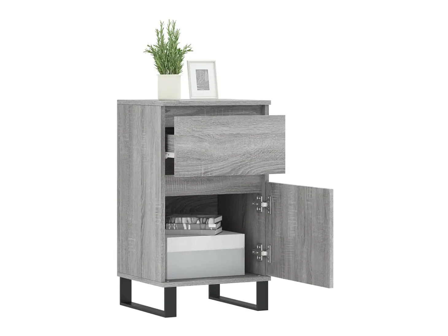 Aparador madera de ingeniería gris Sonoma 40x35x70 cm ES59785
