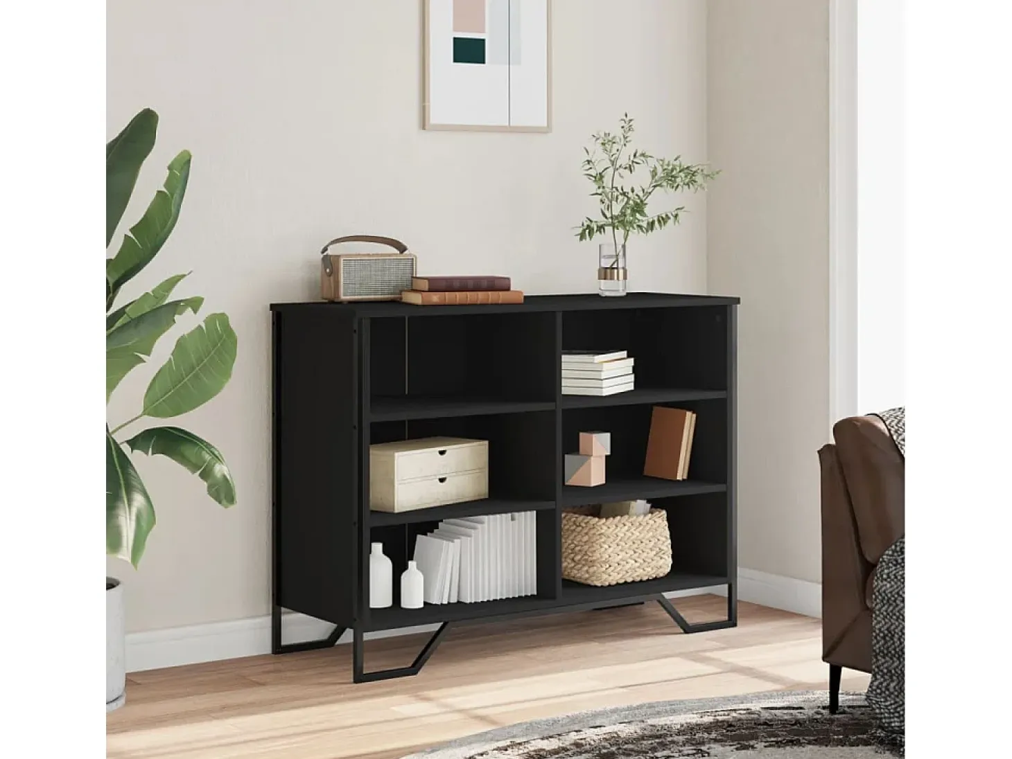 Aparador madera de ingeniería negro 101x35,5x74,5 cm