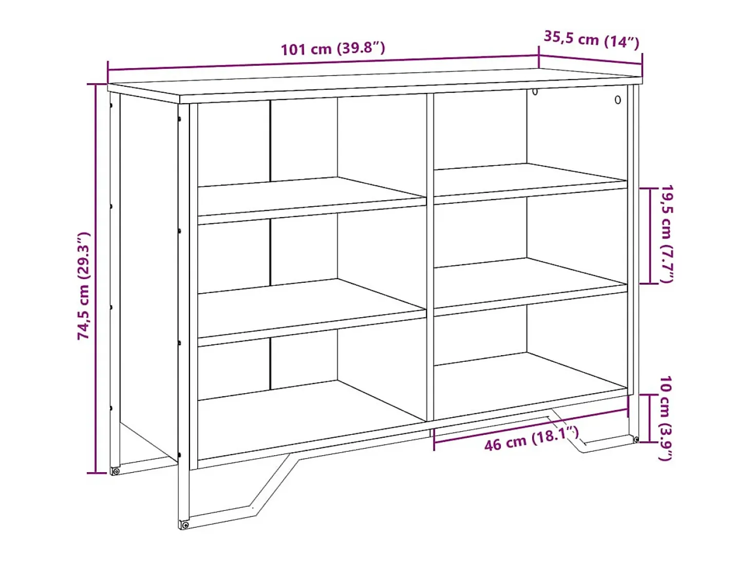 Aparador madera de ingeniería roble Sonoma 101x35,5x74,5 cm