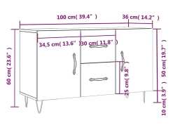 Aparador madera de ingeniería roble ahumado 100x36x60 cm