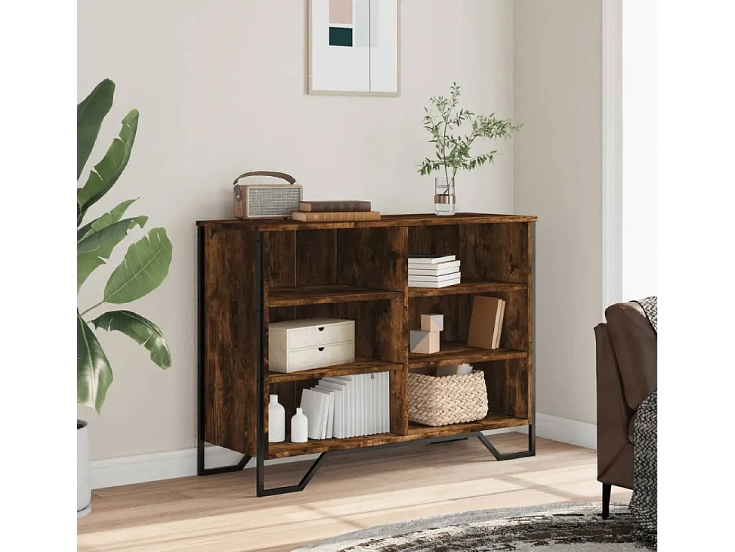 Aparador madera de ingeniería roble ahumado 101x35,5x74,5 cm