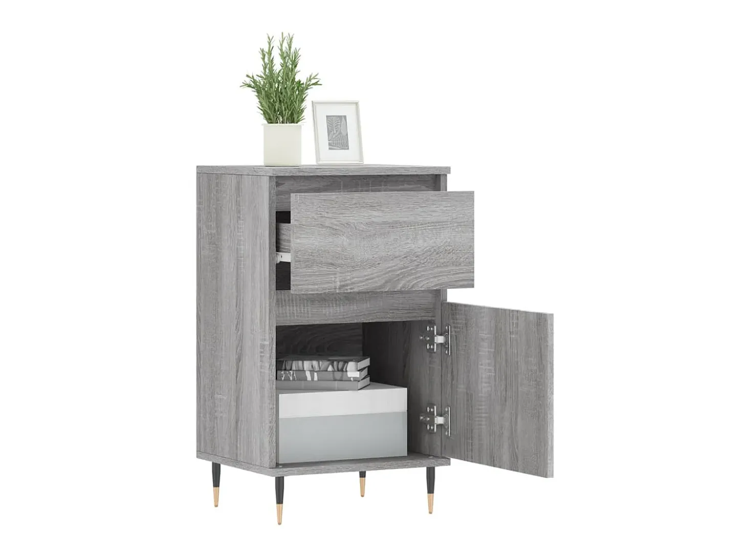 Aparador madera de ingeniería gris Sonoma 40x35x70 cm ES55608