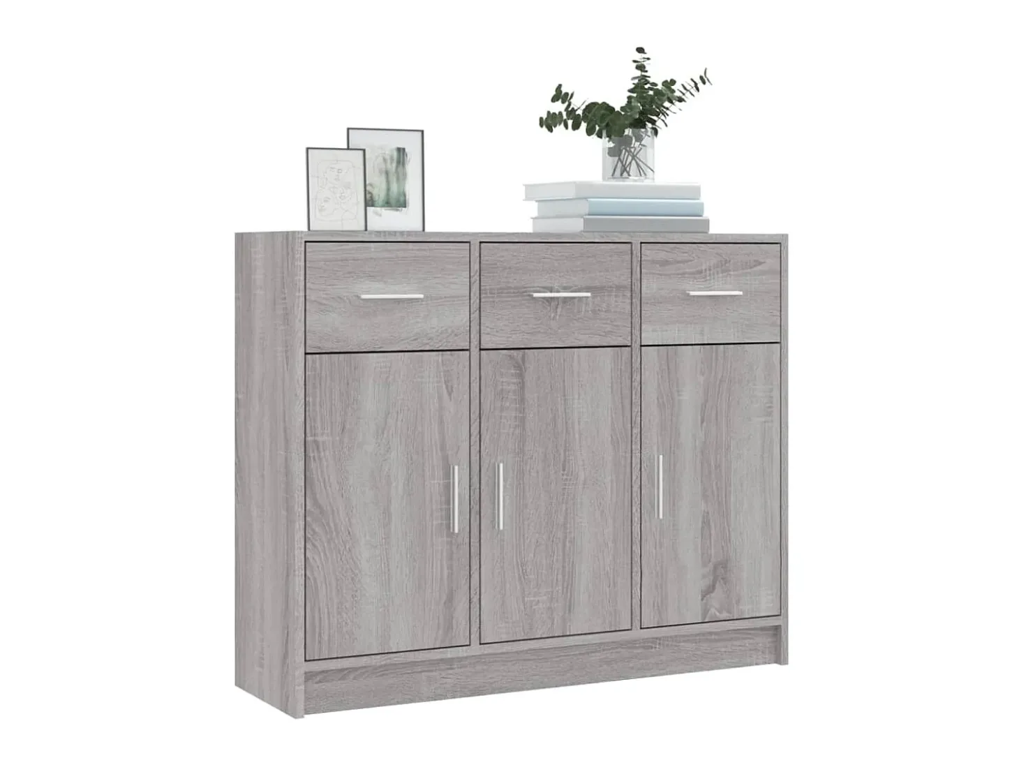 Aparador madera de ingeniería gris Sonoma 91x28x75 cm ES52646