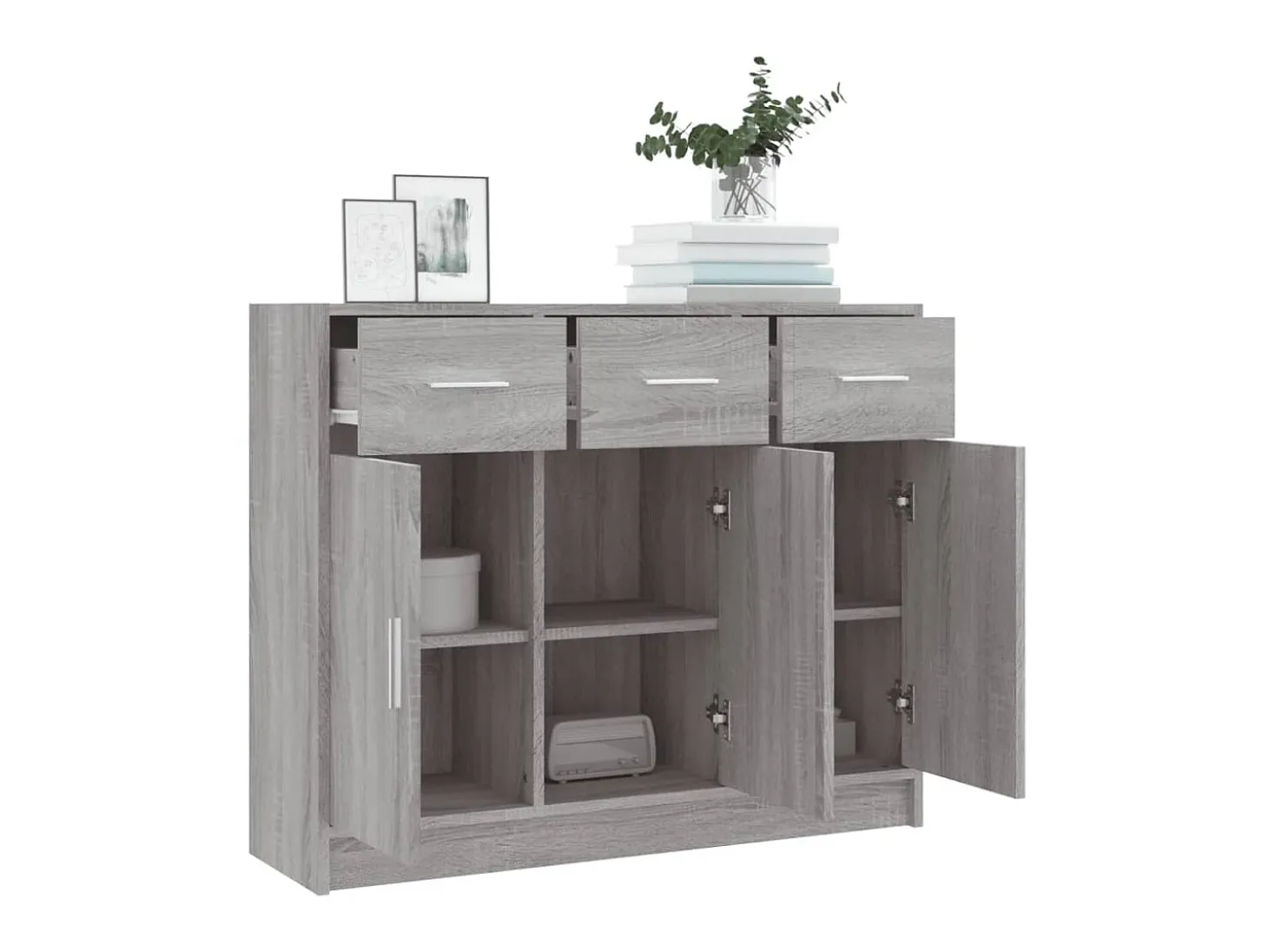 Aparador madera de ingeniería gris Sonoma 91x28x75 cm ES52646