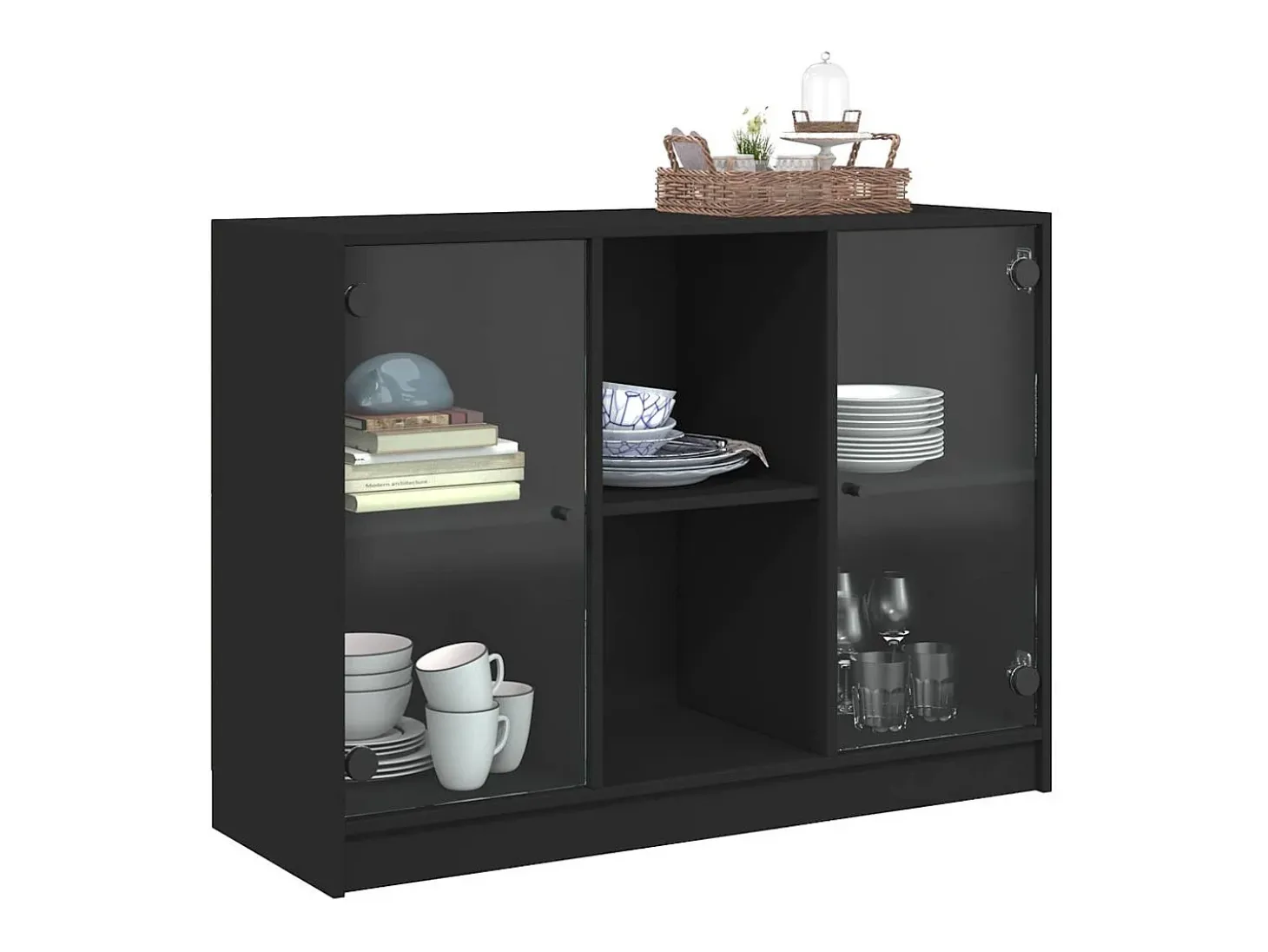 Aparador madera de ingeniería negro 102x37x75,5 cm