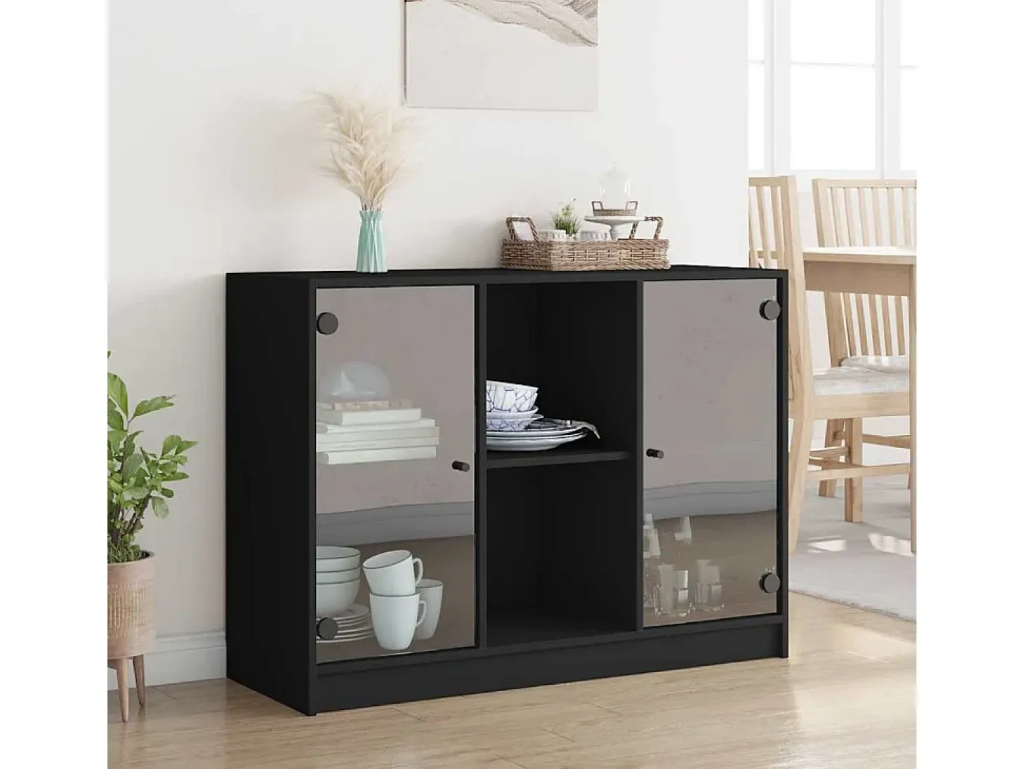 Aparador madera de ingeniería negro 102x37x75,5 cm
