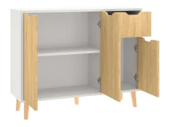 Aparador madera de ingeniería blanco y roble Sonoma 90x30x72 cm