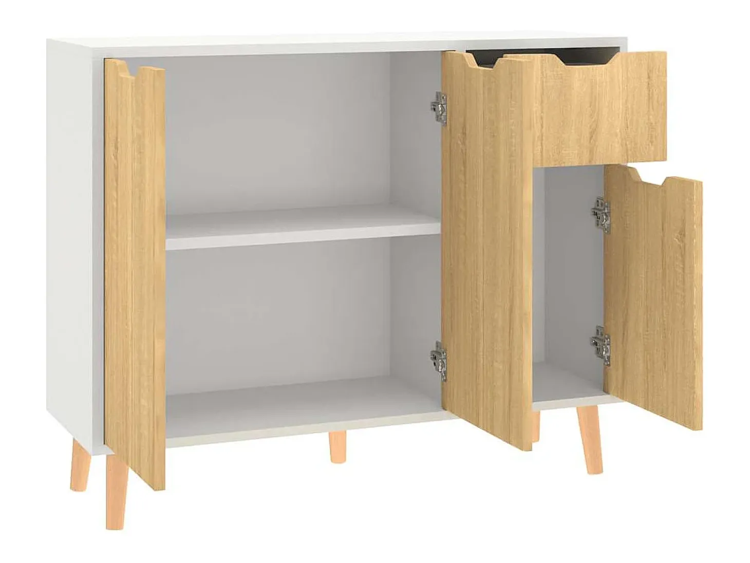 Aparador madera de ingeniería blanco y roble Sonoma 90x30x72 cm