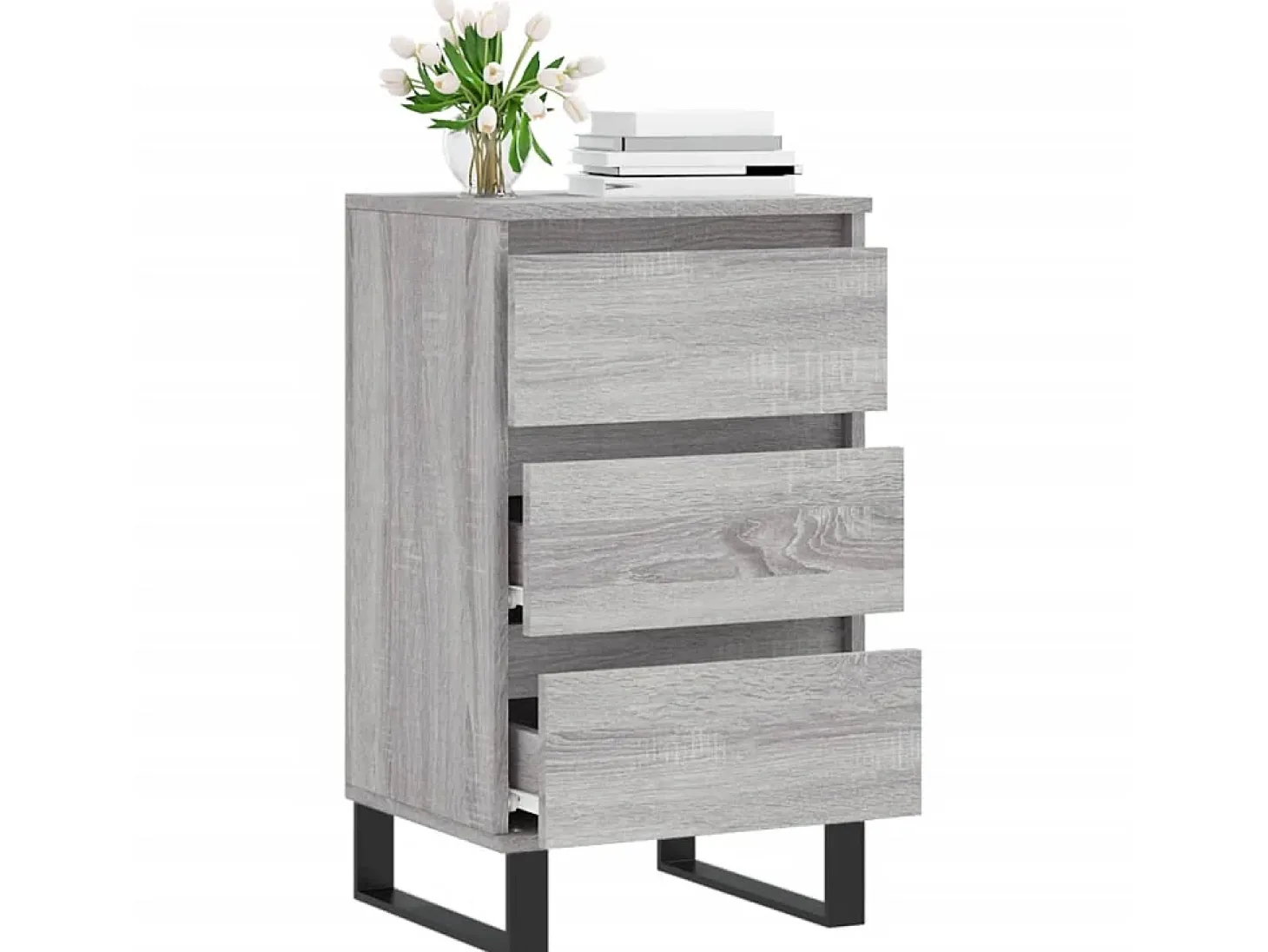 Aparador madera de ingeniería gris Sonoma 40x35x70 cm ES56430
