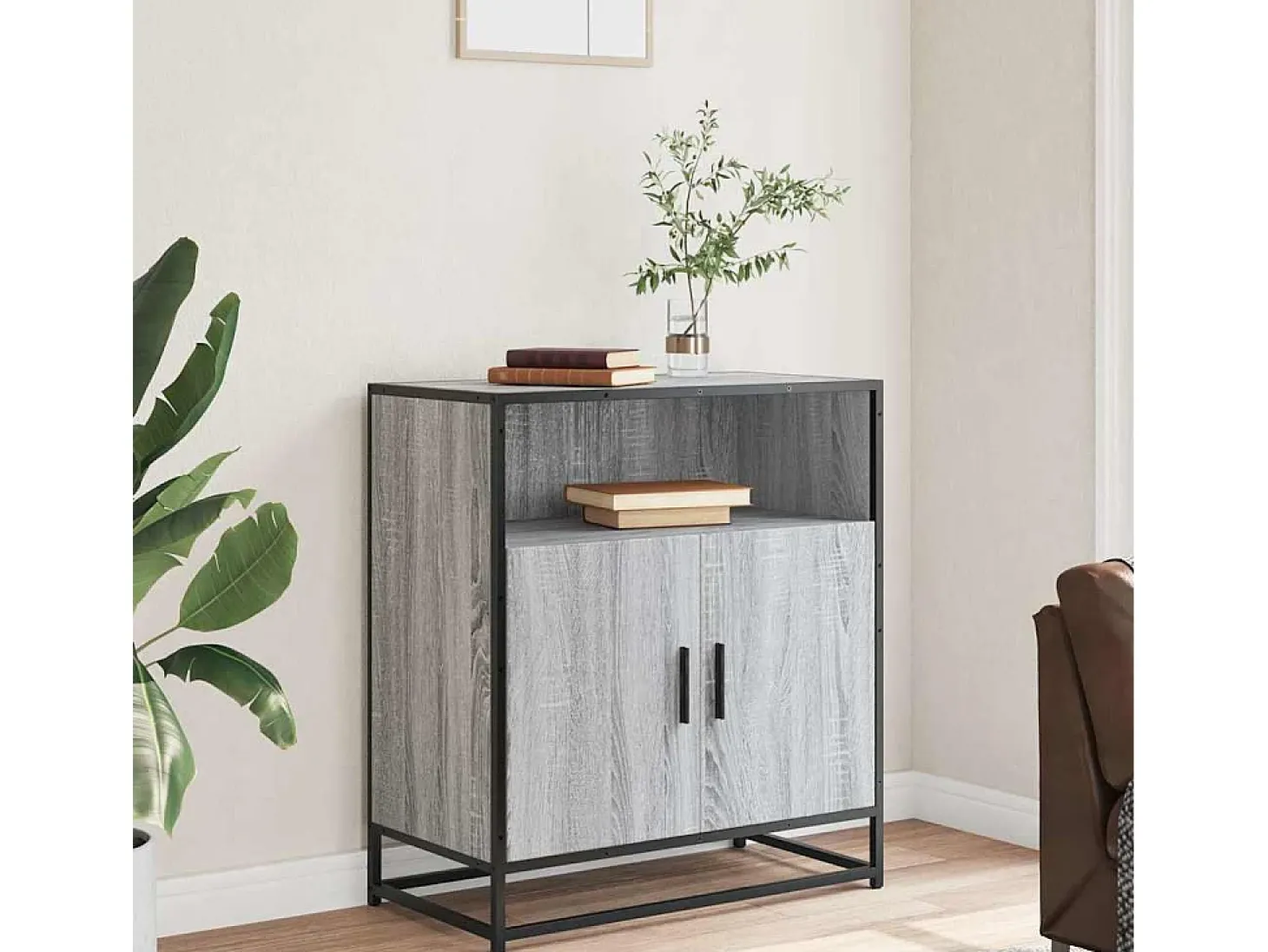 Aparador madera ingeniería gris sonoma 68x35x76 cm