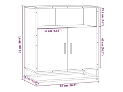 Aparador madera ingeniería roble marrón 68x35x76 cm
