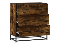 Aparador madera ingeniería y metal roble ahumado 68x35x76 cm