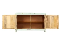 Aparador madera maciza de mango azul claro 110x35x70 cm