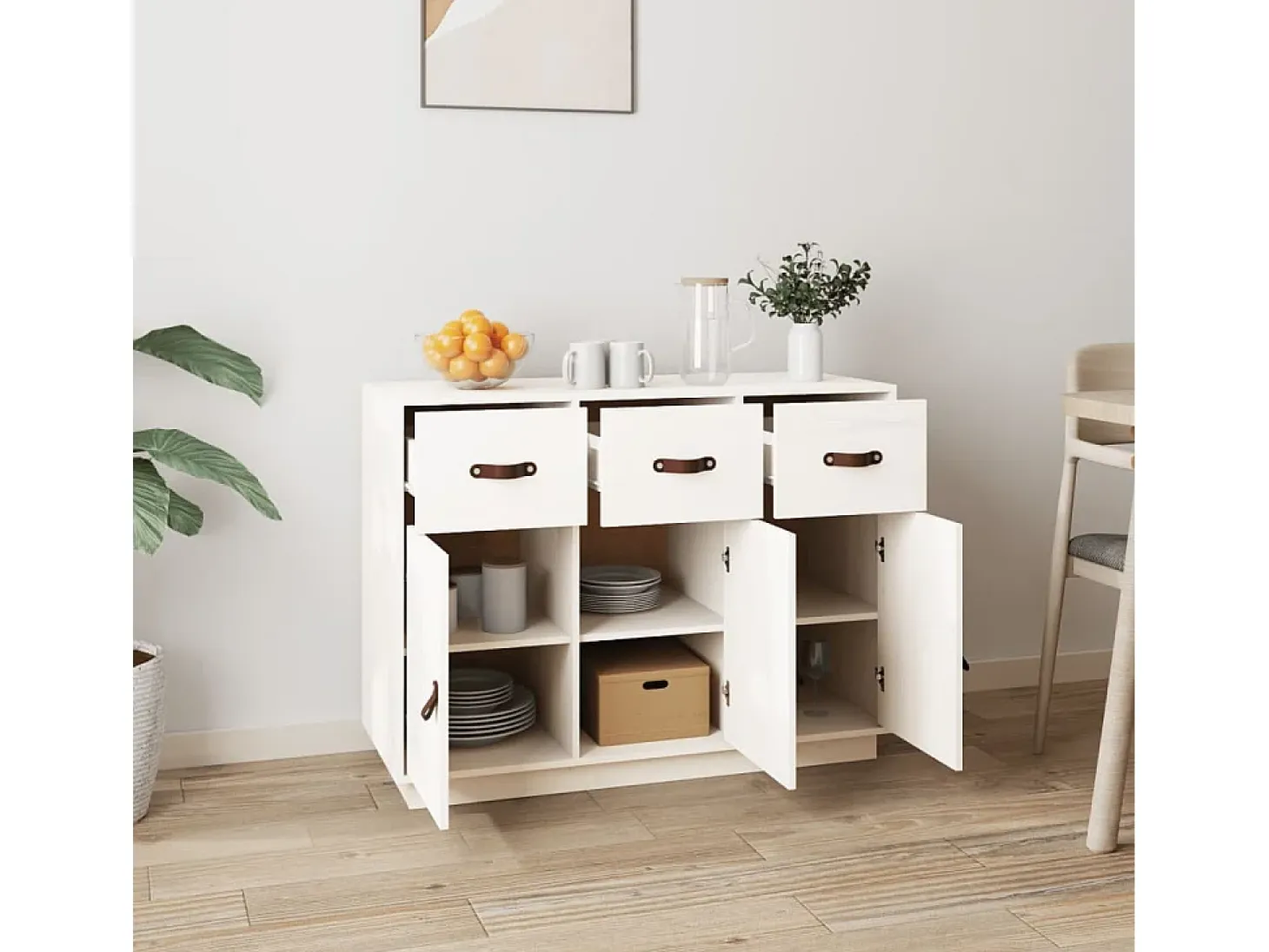 Aparador madera maciza de pino blanco 100x40x75 cm