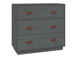Aparador madera maciza de pino gris 80x40x75 cm
