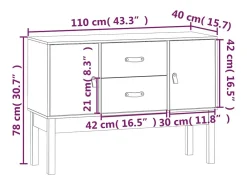 Aparador madera maciza de pino negro 110x40x78 cm