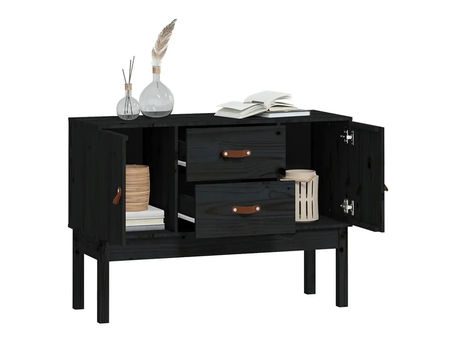 Aparador madera maciza de pino negro 110x40x78 cm