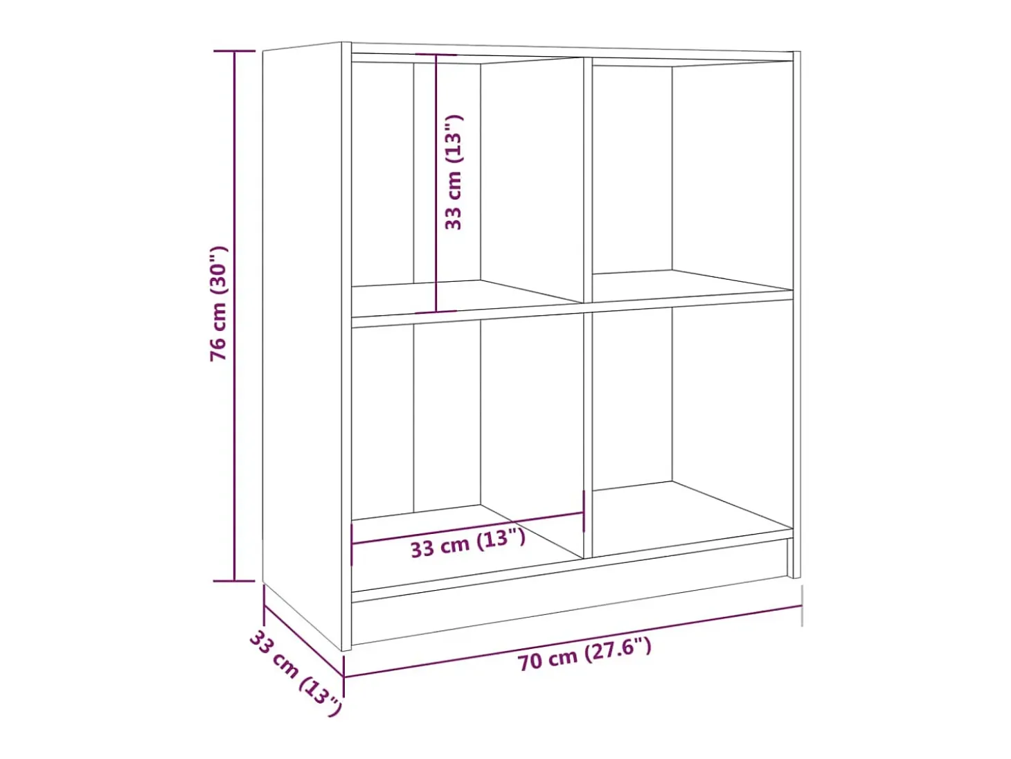 Aparador madera maciza de pino blanco 70x33x76 cm