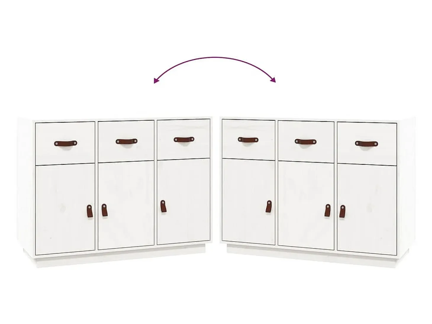Aparador madera maciza de pino blanco 100x40x75 cm