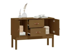 Aparador madera maciza de pino marrón miel 110x40x78 cm ES95343