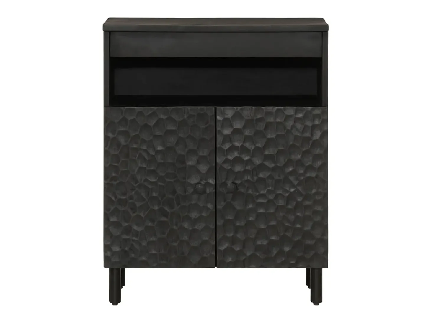 Aparador madera maciza de mango negro 60x33x75 cm