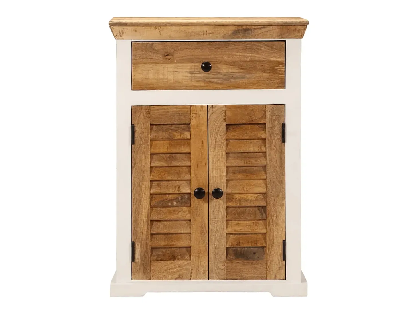 Aparador madera maciza mango rugosa blanco marrón 55x30x73 cm ES901675