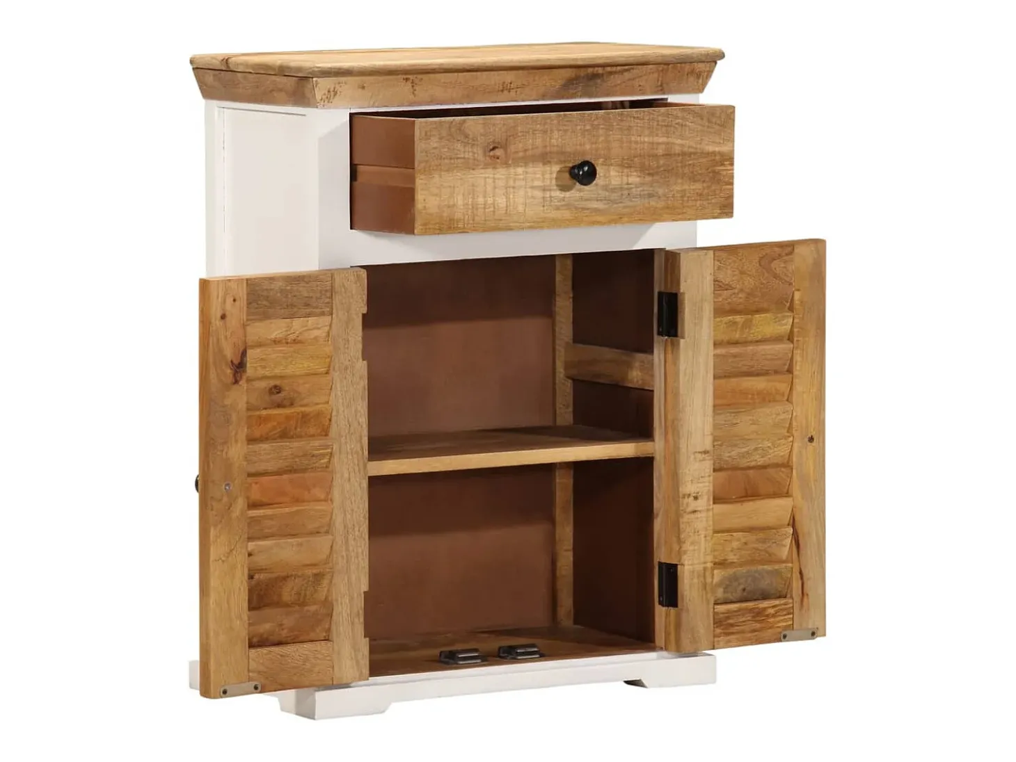 Aparador madera maciza mango rugosa blanco marrón 55x30x73 cm ES901675