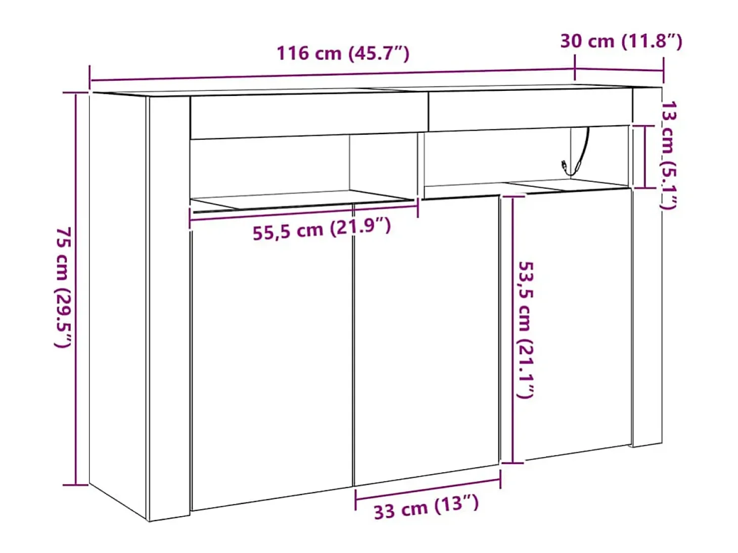 Aparador Madera vieja 116 x 30 x 75 cm Madera de ingeniería