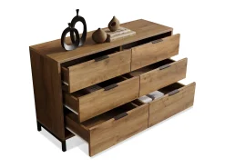 Aparador marrón - Aparador con 6 cajones y patas - roble oscuro - para dormitorio y salón